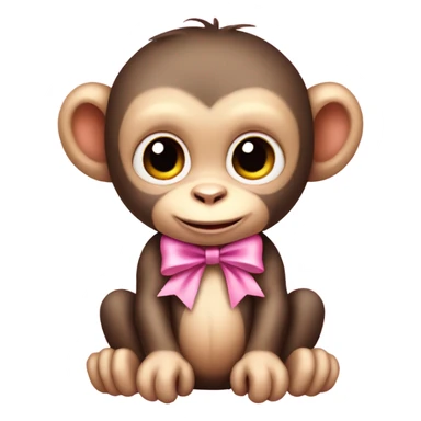 cute baby monkey with a pink bow by the ear sticker