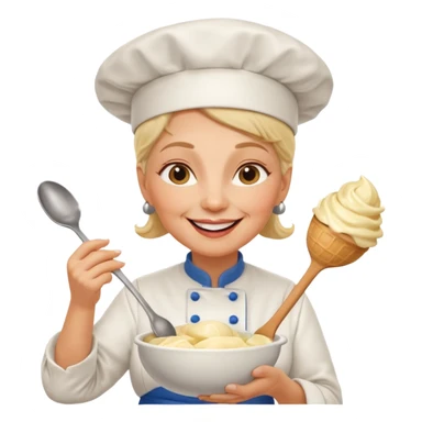 Old femaleChef trying multiple scoops of gelato sticker