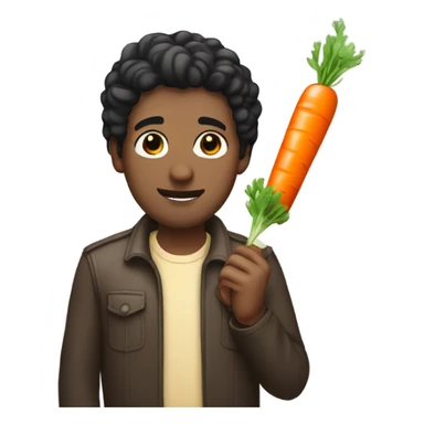 Men with black hair and carrot cake in the hands sticker