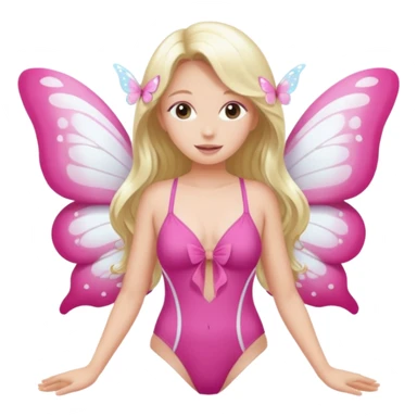 Mommy Pink Swimsuit White Butterfly Wings sticker