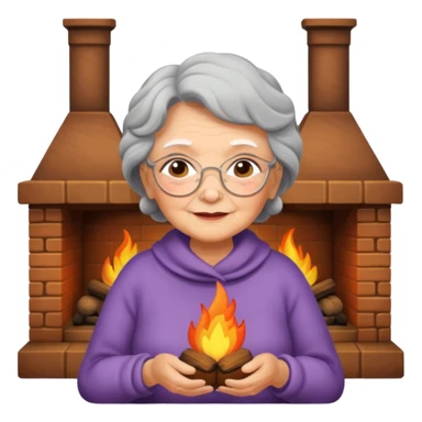 Grandma cozy by the fireplace  sticker