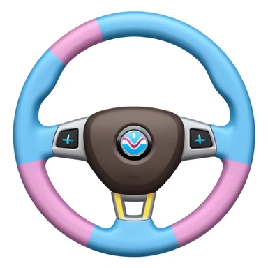 steering wheel with transgender pride flag colors and strifes , fluffy sticker