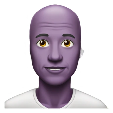 a bald man with purple skin eating a bunch of grapes sticker