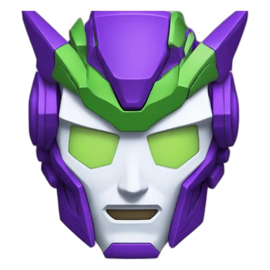 purple and green gundam mecha face sticker