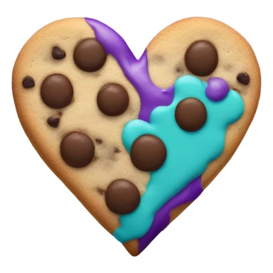 Purple teal chocolate chip heart cookie sticker
