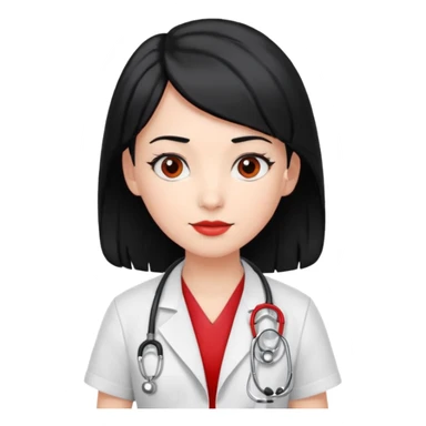 doctor with black hair and red hairclips  sticker