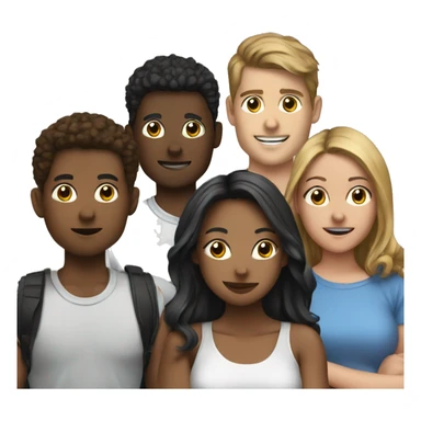 Group of five young people having a discussion online sticker