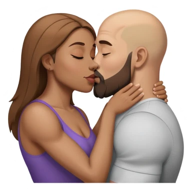 Beautiful light brown making out her muscular bald beard husband sticker