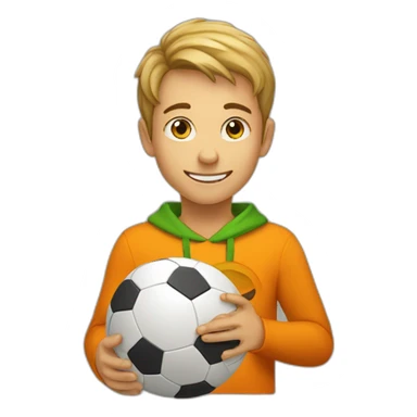Enfant qui joue au foot avec une citrouille sticker