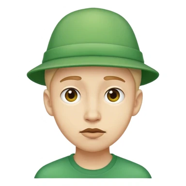 Awkward person with a green hat sticker