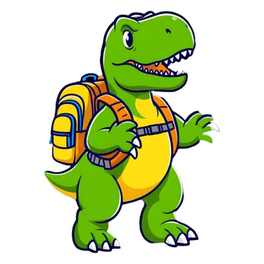 Dinosaurio rex con una mochila  sticker