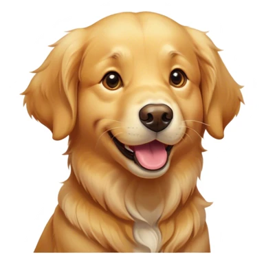 Cinematic Comical Golden Retriever Portrait Emoji, Head tilted dramatically with an exaggeratedly amused expression, featuring a vibrant golden coat with a lively sheen, wide, expressive brown eyes filled with playful disbelief, Simplified yet hilariously expressive features, highly detailed, glowing with a slightly sassy glow, high shine, dramatic yet playful, stylized with an air of cheeky mischief, bright and endearing, soft glowing outline, capturing the essence of a spirited and over-the-top companion, so meme-worthy it feels like it could side-eye its way into internet fame instantly! sticker