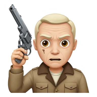 black crazy mad man with gun pointing it  sticker