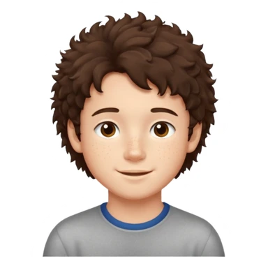 cute brunnete boy with fluffy hair light skin and freckles sticker