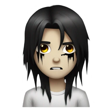 boy zombie with black hair emo creepy  long hair scary, black eyes sticker