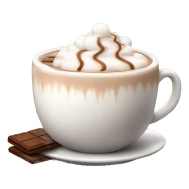 A steaming cup of hot chocolate with whipped cream and marshmallows sticker