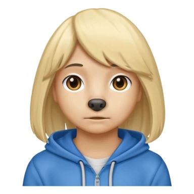 Dog wearing hoodie and wig sticker