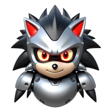 Robotic black Shadow the Hedgehog with metallic body, glowing red eyes, and mechanical quills sticker
