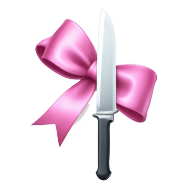 silver knife with a pink bow sticker