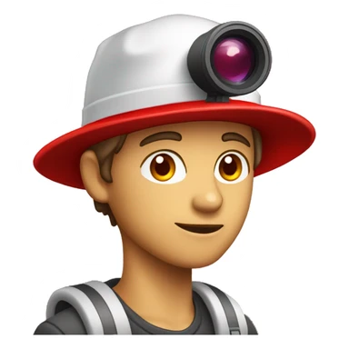 JEUNE HOMME METISSE AVEC UN BONNET ROUGE ET UN CAMÉSCOPE VHS  sticker