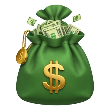 money bag emoji with no sign or face, with money poking out of it  sticker