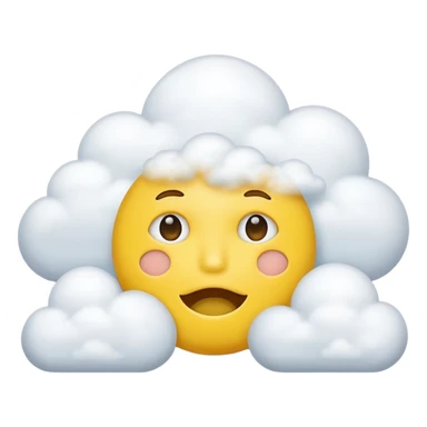 Yellow circle face covered in clouds cover a mouth add clouds on face cover clouds on mouth sticker