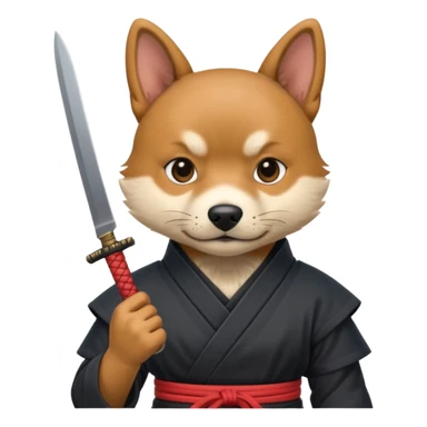 dog japan ancient ninja with small knife sticker