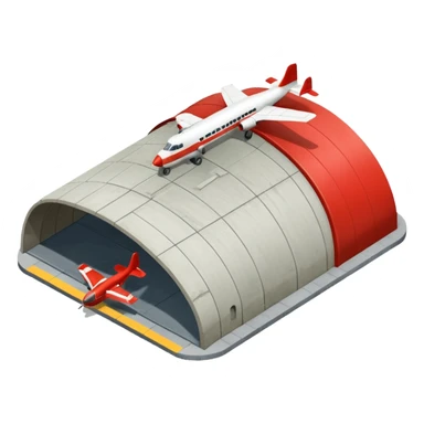 USSR military airplane rounded roof hangar isometry view sticker