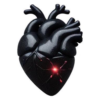 Black glittery anatomical heart sticker