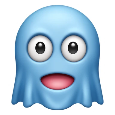 Sky Blue Pacman ghost character with big eyes sticker