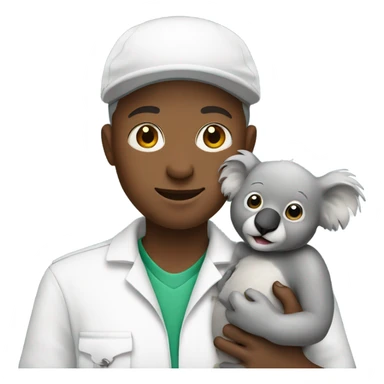 White zookeeper holding koala sticker