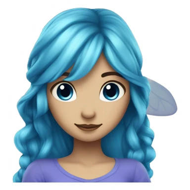 Beautiful,blue flower, fairy, blue, turqoise, silver, purple, long hair, big wings sticker