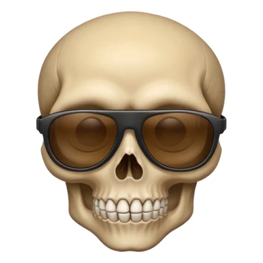 Make a skull face with sunglasses down a bit so you can see his eyes and his left eye brow up a bit make it look like an emoji cartoony sticker