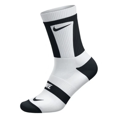white sock, with black nike logo socks, dri-fit socks sticker