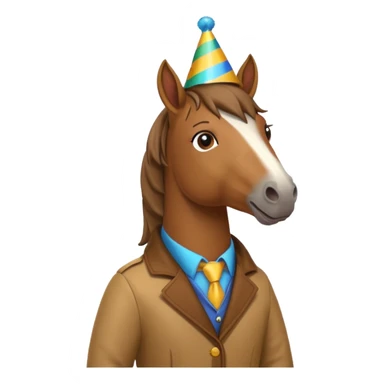 horse in jacket with party hat sticker