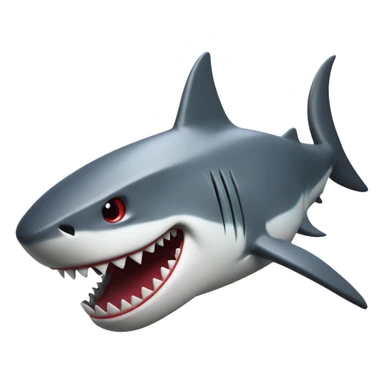 Red brutal badass shark smiling at the camera sticker
