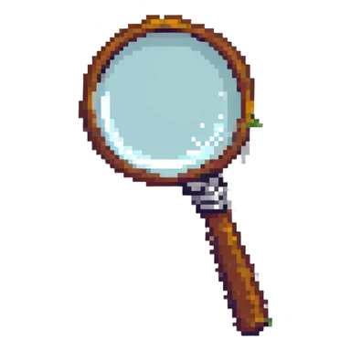 magnifier, pixel art style, pixelated, retro sticker