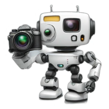 toy robot with photo camera in hand sticker