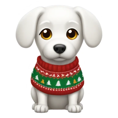 White Dog wearing Christmas sweater  sticker