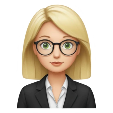 blonde female teacher with green eyes and round glasses sticker