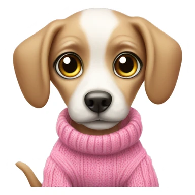 Cute big eyed baby dog wearing a pink sweater sticker