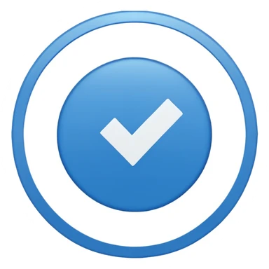 i need a blue flat 2d circle shape with smooth edges with a symbol of white good on it  sticker