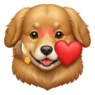 A dog holding a heart in its mouth (modelled after a Golden Retriever) sticker