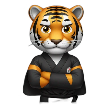 Tiger with evil face  jiu-jitsu black belt with his arms crossed sticker