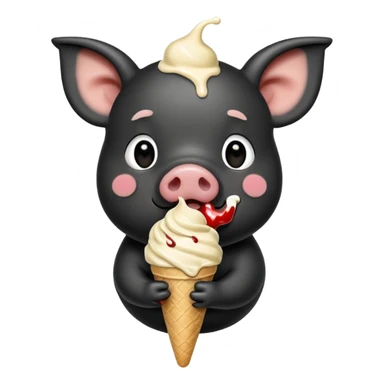 black pig with ice cream sticker
