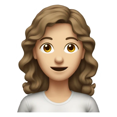A middle-aged European woman, thin, with long, wavy brown hair. The woman has jeans and a loose T-shirt. She wears dark sneakers. sticker