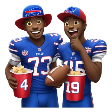 boys enjoying a moment together as buffalo bills football fan sticker