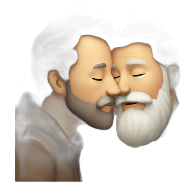 older white bearded  man kissing older brown bearded  man sticker