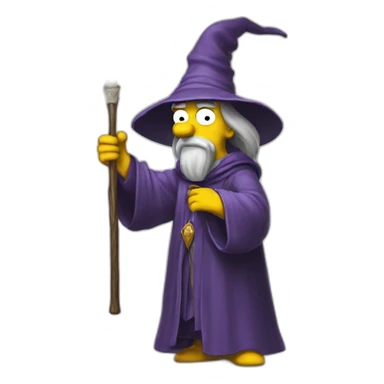 wizard as simpsons with wand in hand sticker