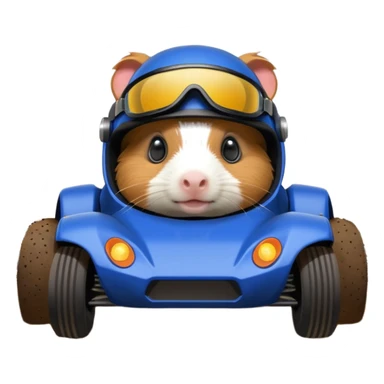 After-race dirt on Midnight blue Local Motors Rally Fighter off road race car driven by a Guinea pig  sticker